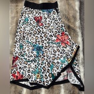 Soft Surroundings PXS Tropical Animal Print Skirt Asymmetrical Hem
